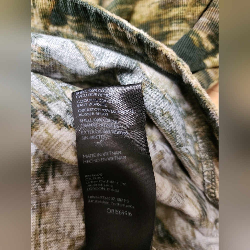 $148 Anthropologie Pilcro Corduroy Floral Camo Ruched Mini Shirt Dress 12 PETITE - Picture 7 of 8